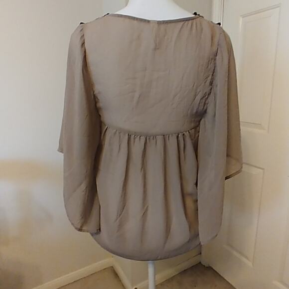 Xhiliration Sheer blouse Boho Bell SleeveSz Small - Picture 3 of 5